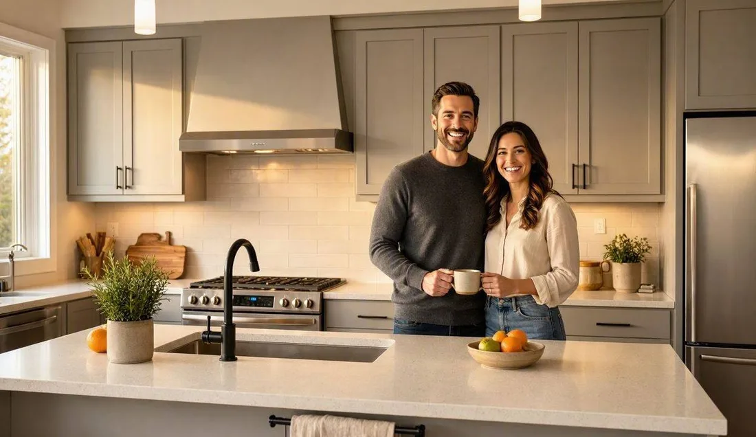 Modern fitted kitchen with built-in appliances